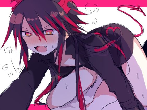 1boy :d ambiguous_penetration ass_up black_clothing blush colored cute_fang demon demon_horns faceless_male femboy flirting front_view funamusea gay hair_between_eyes heart heavy_breathing horn horny ivlis jacket japanese_text long_hair looking_down male male_focus male_only mouth_open multicolored_hair on_top orange_eyes pale-skinned_male partially_clothed partially_undressed playful provocative red_horns satanick sweatdrop sweating the_gray_garden thighs translated visible_breath yaoi