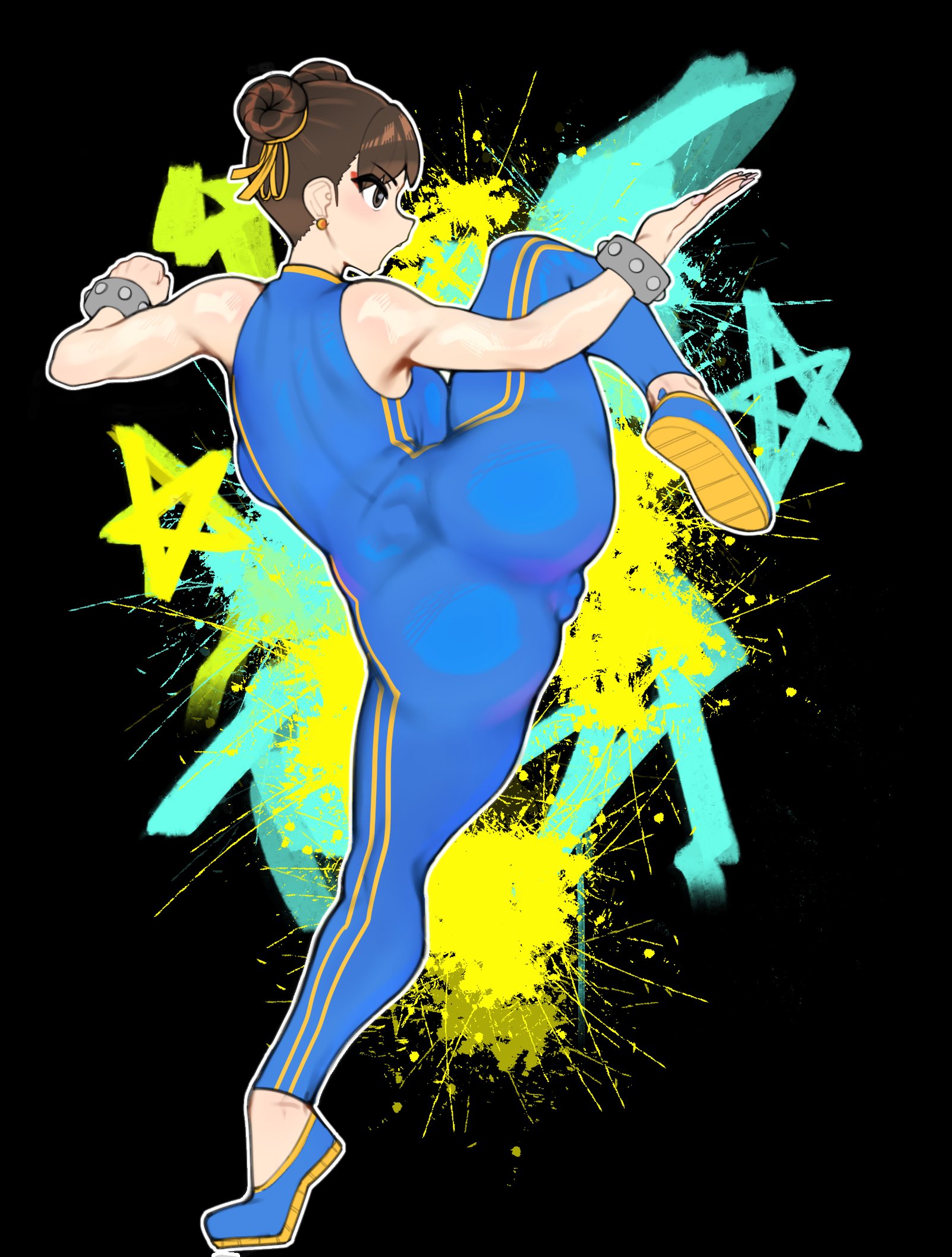 1girls, ass, big ass, big breasts, breasts, cameltoe, capcom, chun-li, female, kicking, minkye, pussy, street fighter, street fighter alpha