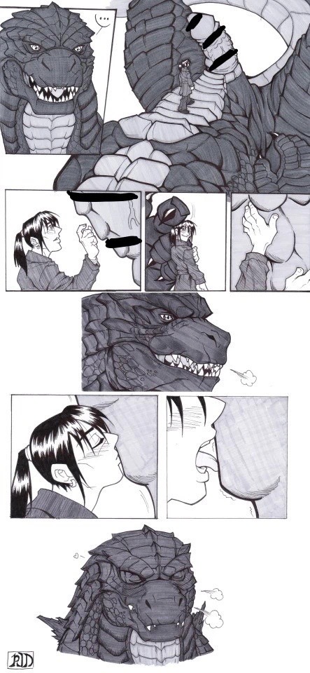 comic female_on_feral giant_penis godzilla godzilla_(series) hrodviton licking_penis monsterverse vivienne_graham