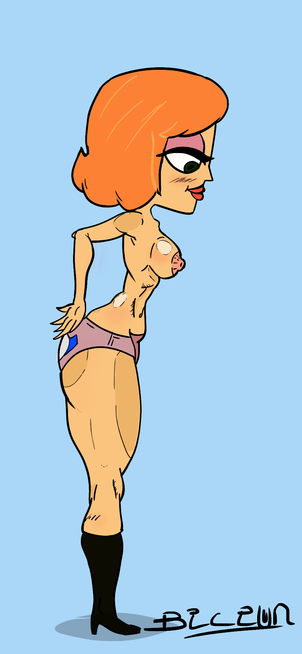 big_ass big_breasts big_butt big_muscles bilions bilions_art boots cartoon_network debbie_turnbull debs_turnbull panties robot_boy sole_female thick_ass thick_thighs underwear