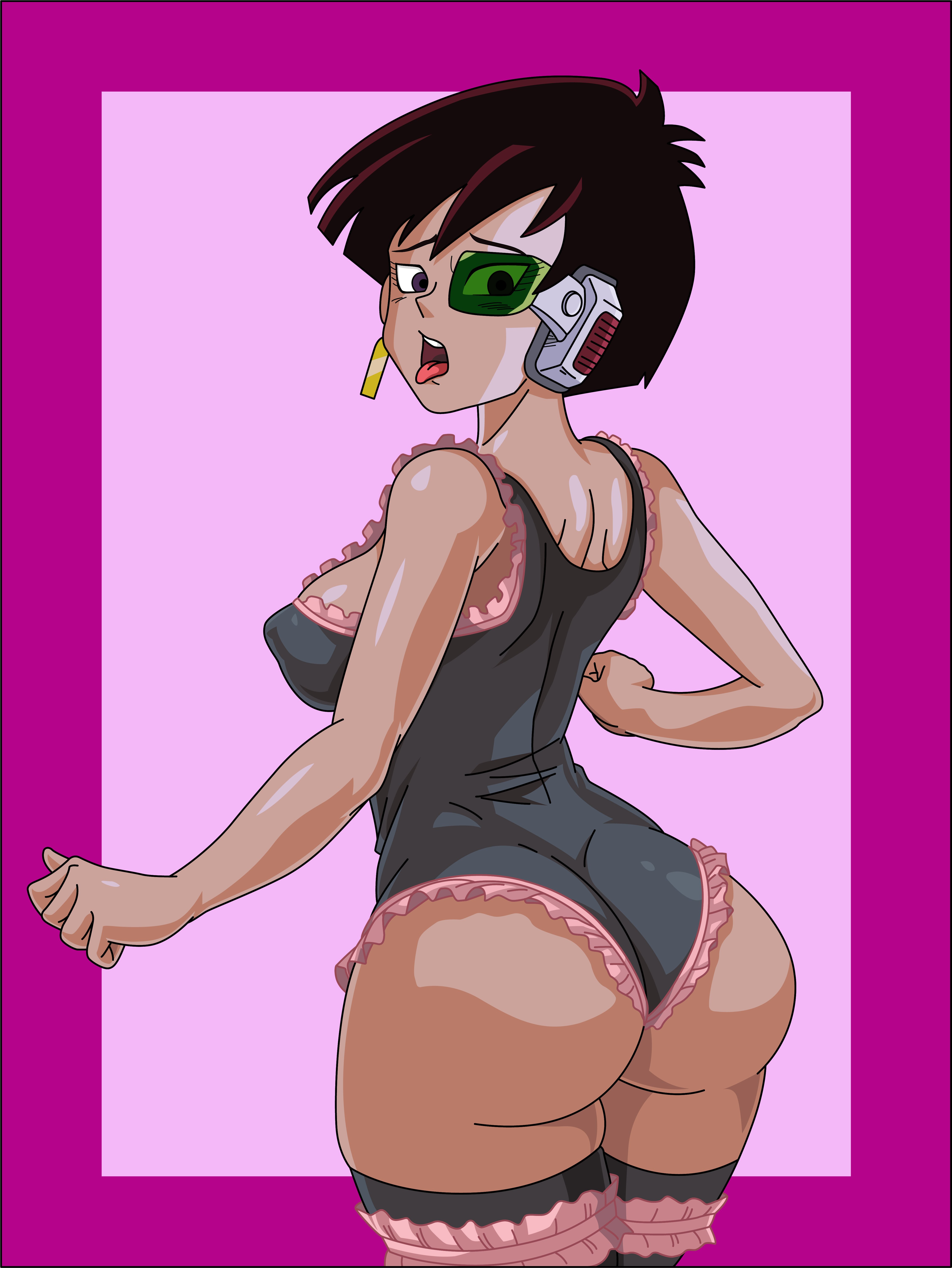 dragon ball, dragon ball z, female, female saiyan, green-tinted eyewear, luigizion, scouter, seripa, tagme, tinted eyewear