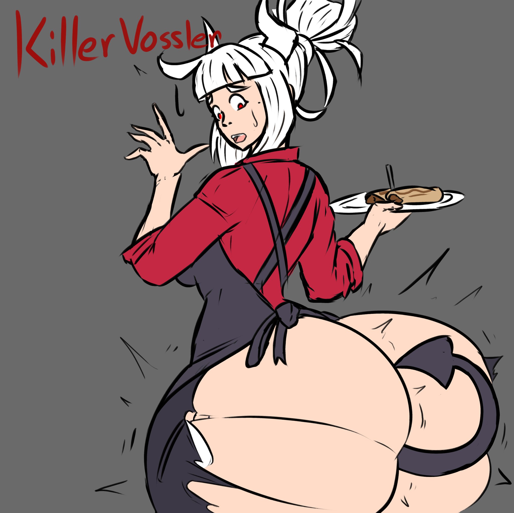 ass, ass expansion, big ass, breasts, bubble ass, bubble butt, female, helltaker, huge ass, hyper, hyper ass, lucifer (helltaker), tagme, vossler10