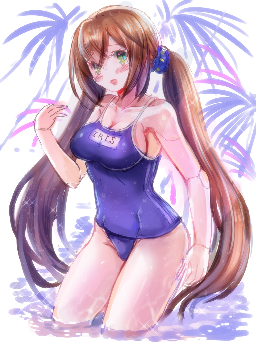 big_breasts female iris_(mega_man) kiwakiwa mega_man mega_man_x mega_man_x_dive swimsuit tagme