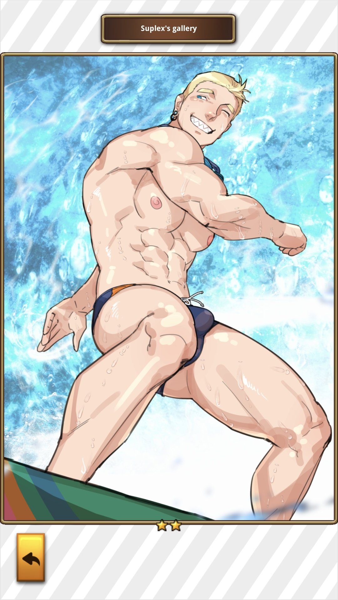 1boy bulge ero_condo kienbiu male male_only muscles muscular muscular_male solo speedo suplex_(kienbiu) surfing swimwear twitter_user_oc