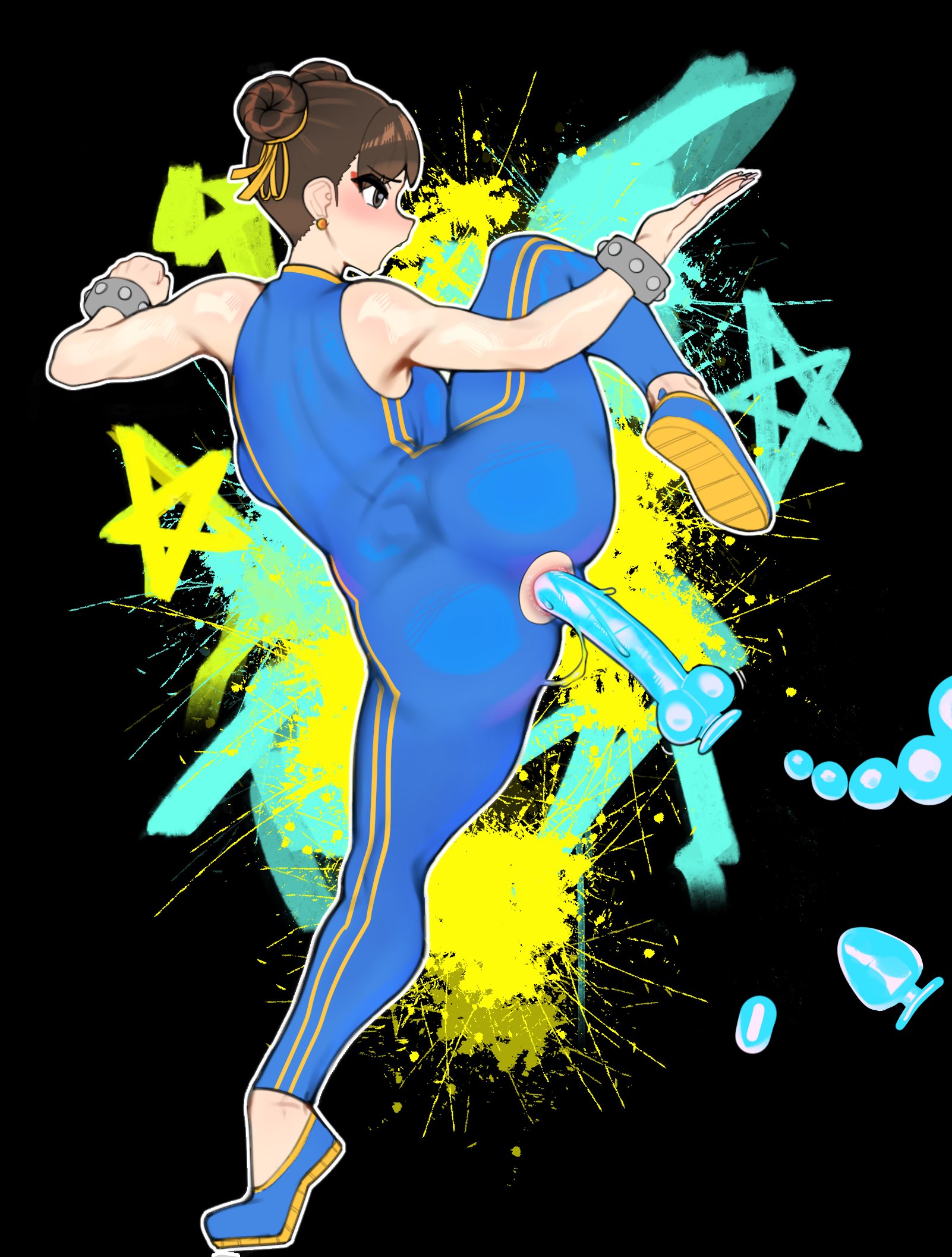 1girls, anal, ass, big ass, breasts, capcom, chun-li, dildo, female, kicking, minkye, street fighter, street fighter alpha