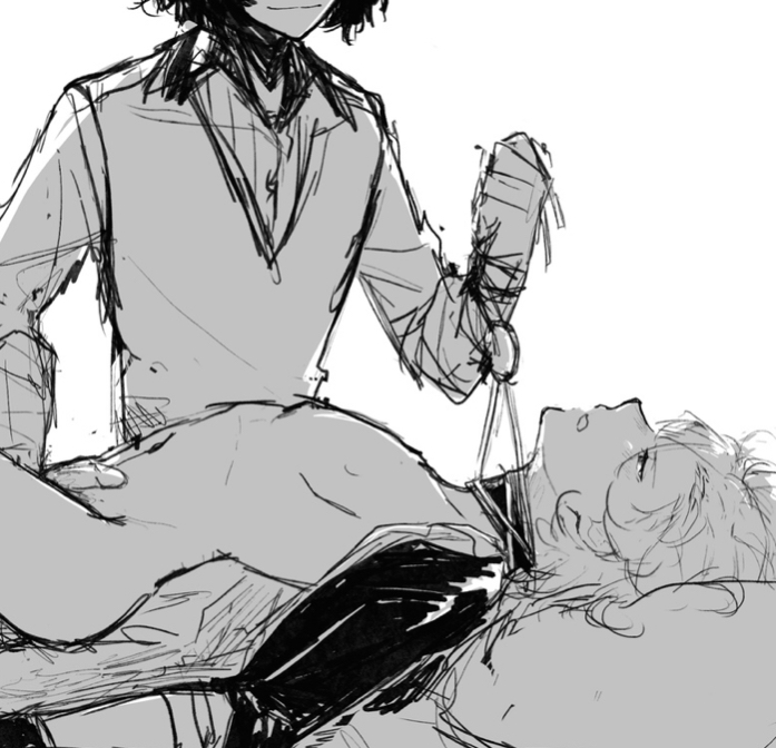 artist request, bungo stray dogs, bungou stray dogs, chuuya nakahara, dazai osamu, male, male only, malesub, yaoi