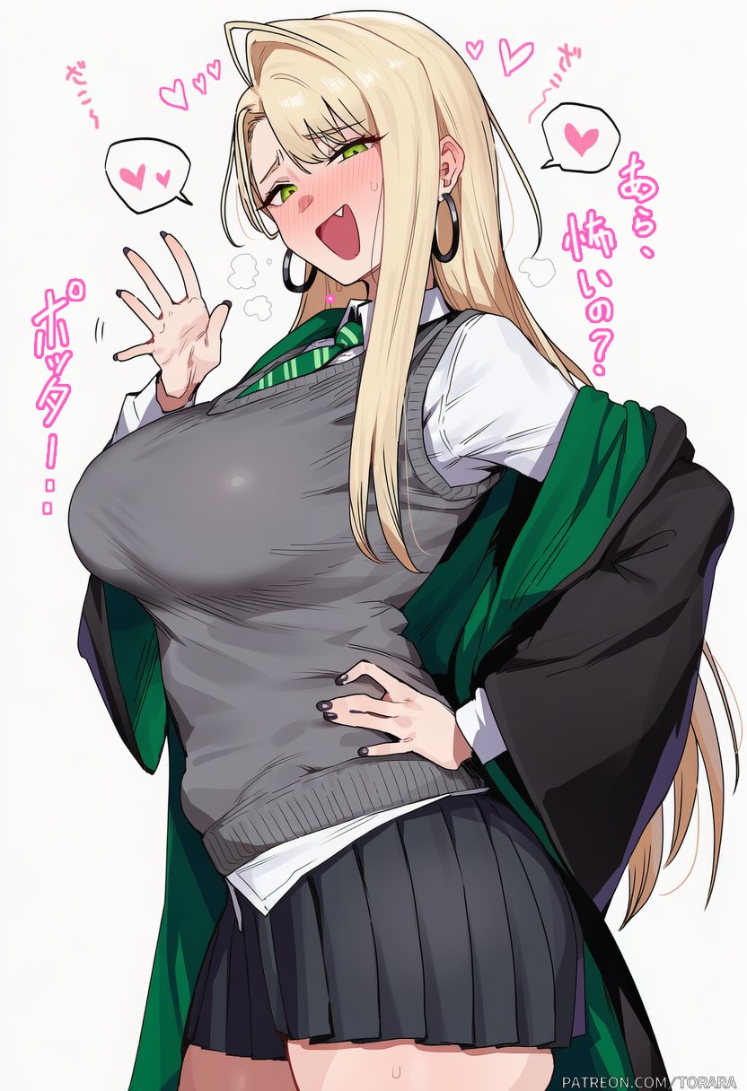 big breasts, blonde hair, breasts, draco malfoy, draco malfoy (redteneri), harry potter, solo, straight hair