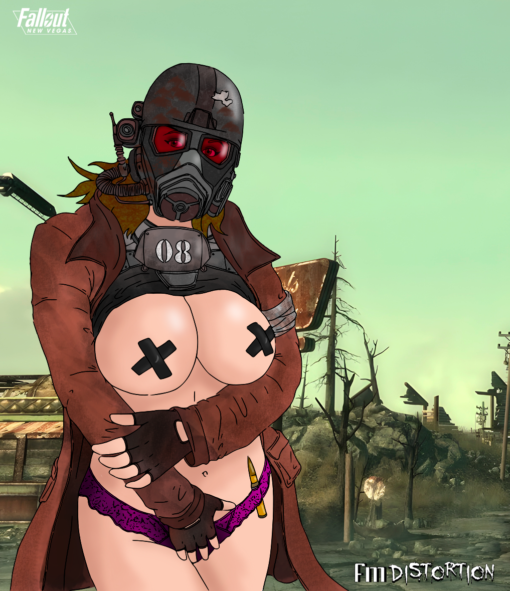 big_breasts big_breasts breasts breasts fallout fallout_new_vegas fmdistortion ncr_ranger ncr_ranger_(fallout) posing tape taped_nipples