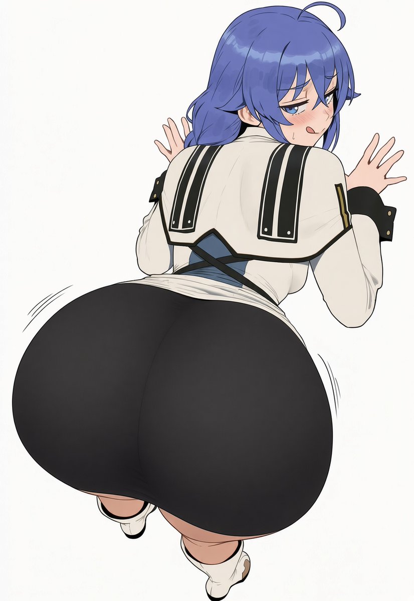 ass, big ass, blue eyes, blue hair, female, looking back, roxy migurdia, shorts
