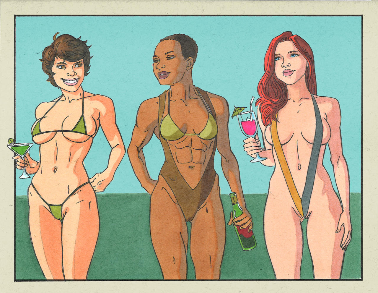 3girls alison_r_hart_burnett big_breasts bikini breasts g.i._joe lady_jaye original_character scarlett_(g.i._joe) shana_o'hara v-string_bikini wickedwind wine_bottle wine_glass