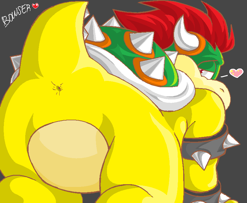 anus ass bowser from_behind green_shell heart horns koopa looking_back male male_only mario_(series) nintendo no_humans shell solo spiky_shell zetsho