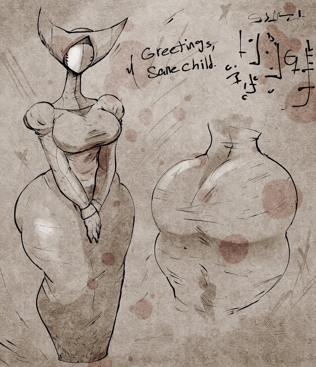 1girls, ass, big ass, big breasts, breasts, eldritch text, english, english dialogue, english text, faceless female, female, female creature, female focus, female only, full body, fully clothed, horror (theme), huge ass, long neck, mask, masked female, monster, monster girl, nemorixia, nightmare waifu, nipple bulge, nurse, nurse uniform, original, original character, repomorame, speech bubble, talking to viewer, taller female, thick thighs, wide hips