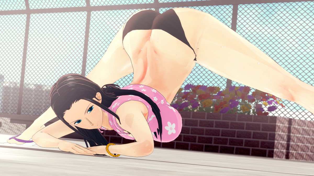 3d, ass, big ass, big breasts, black hair, blue eyes, breasts, female, female only, jack-o pose, jackochallenge, koikatsu, looking at viewer, nico robin, one piece, polpettone