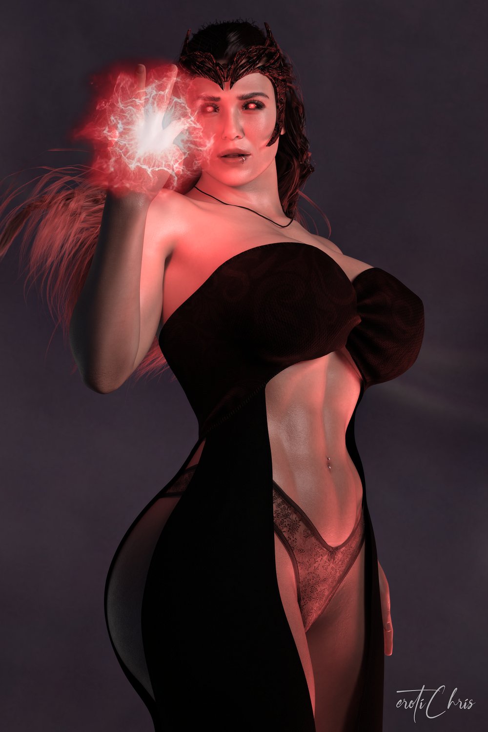 1girls, 3d, 3d (artwork), ass, athletic, athletic female, avengers, big ass, big breasts, big butt, blue eyes, breasts, bubble butt, busty, cga3d, curvy, daz studio, daz3d, elizabeth olsen, erotichris, excited, female, female only, hourglass figure, huge breasts, large breasts, lingerie, marvel, marvel comics, red hair, scarlet witch, seductive, seductive look, sensual, solo, thick, thick ass, thick thighs, wanda maximoff, wide hips