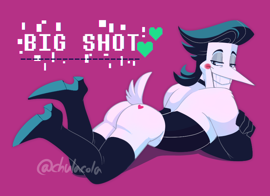 1boy addison_(deltarune) ass black_hair darkner deltarune deltarune_chapter_2 gay heels male male_only no_humans non-human non-human_only painful_misuse_of_the_term_big_shot puppet solo solo_male spamton_g_spamton tail white_body