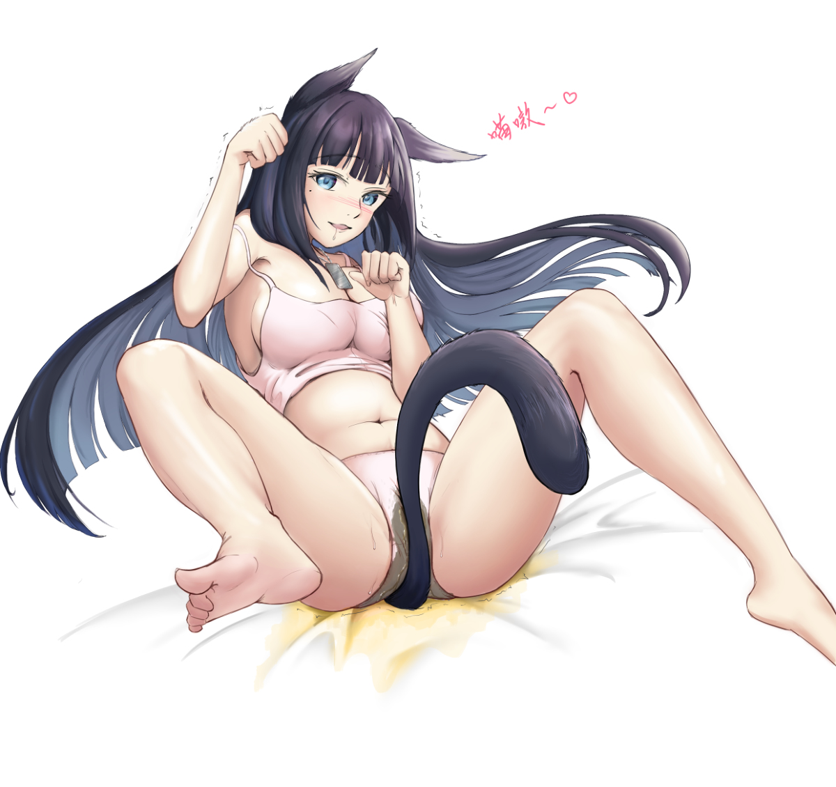 cat ears, cat girl, cat tail, catgirl, female, magicball, peeing, underwear only, wearing underwear