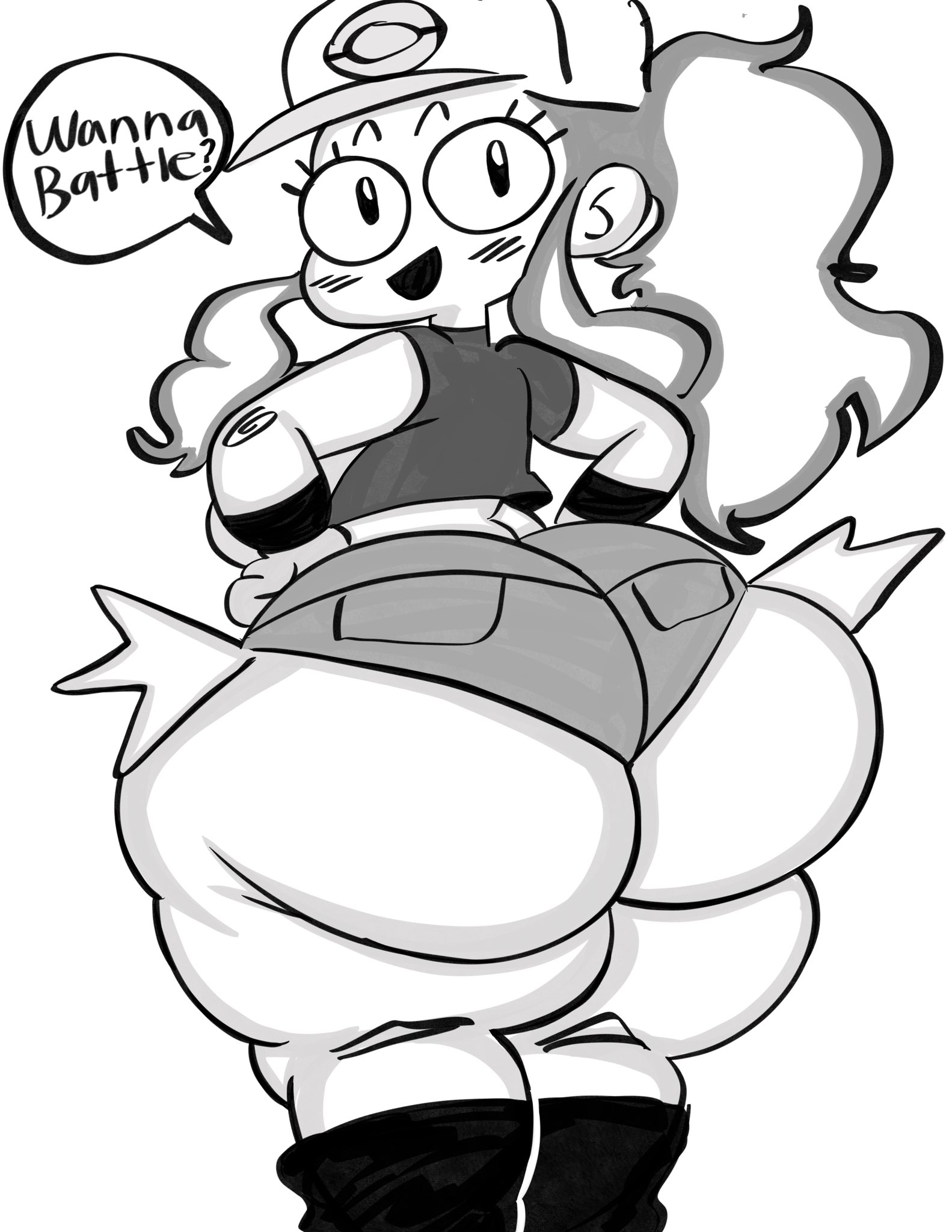 ass, big ass, bottom heavy, bubble ass, bubble butt, daisy dukes, female, female pokemon protagonist, hilda (pokemon), huge ass, nintendo, plushyhound3x, pokemon, pokemon puzzle challenge, tagme