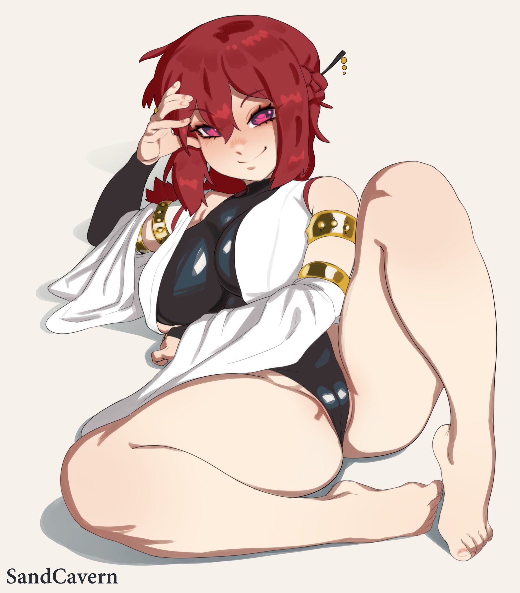 big breasts, breasts, feet, female, leotard, original, original character, sandcavern, thick thighs