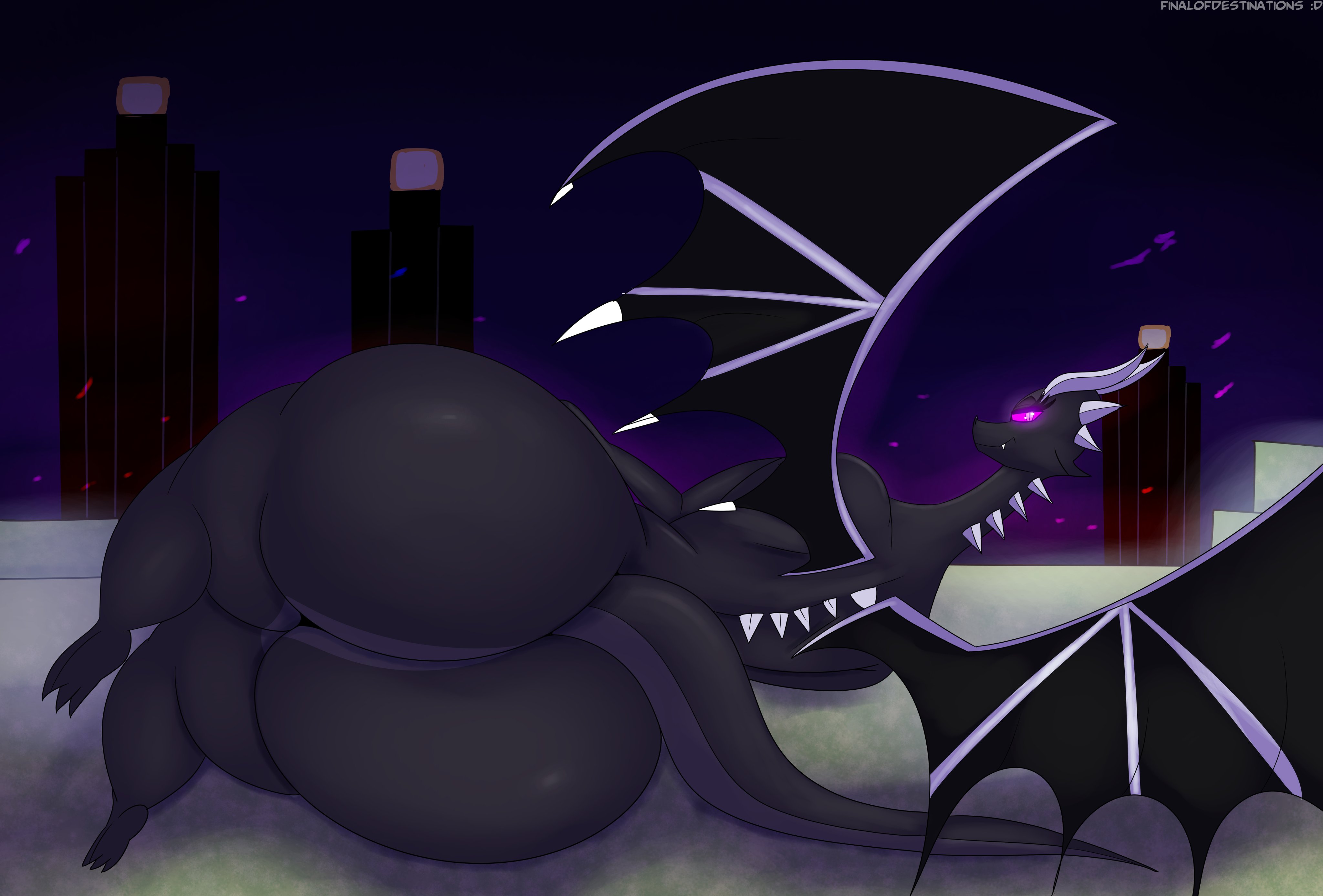 2022, 2d, 3 toes, absurd res, ambiguous gender, anthro, ass, big ass, big butt, black body, digital media (artwork), dragon, ender dragon, feet, female, finalofdestinations, hi res, huge ass, huge butt, hyper, hyper ass, hyper butt, jean?, membrane (anatomy), microsoft, minecraft, mojang, nude, purple eyes, scalie, scalie female, scalie only, solo, thick thighs, toes, video games, wide hips, wings, xbox game studios