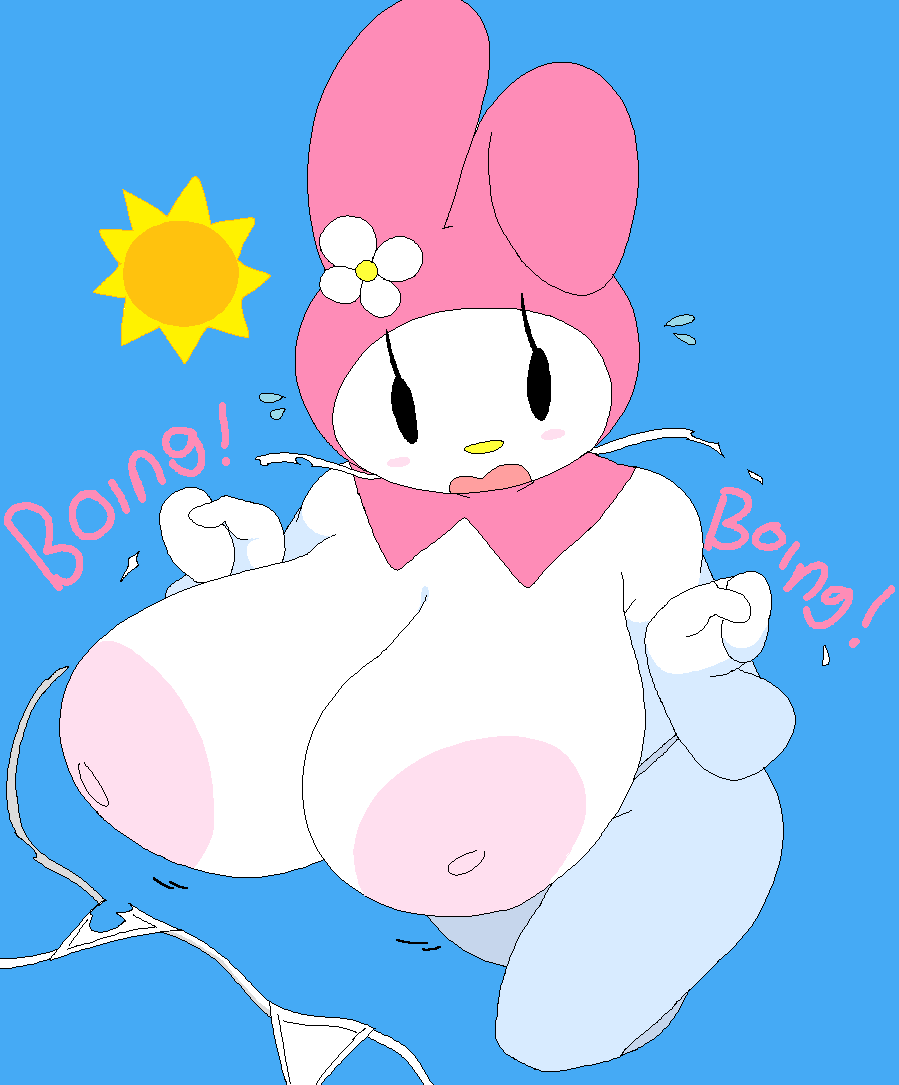 big breasts, breasts, cassettedream, dream-cassette, female, hoshime, mob face, my melody, onegai my melody, ripped clothing, sanrio, shortstack, tagme, wardrobe malfunction