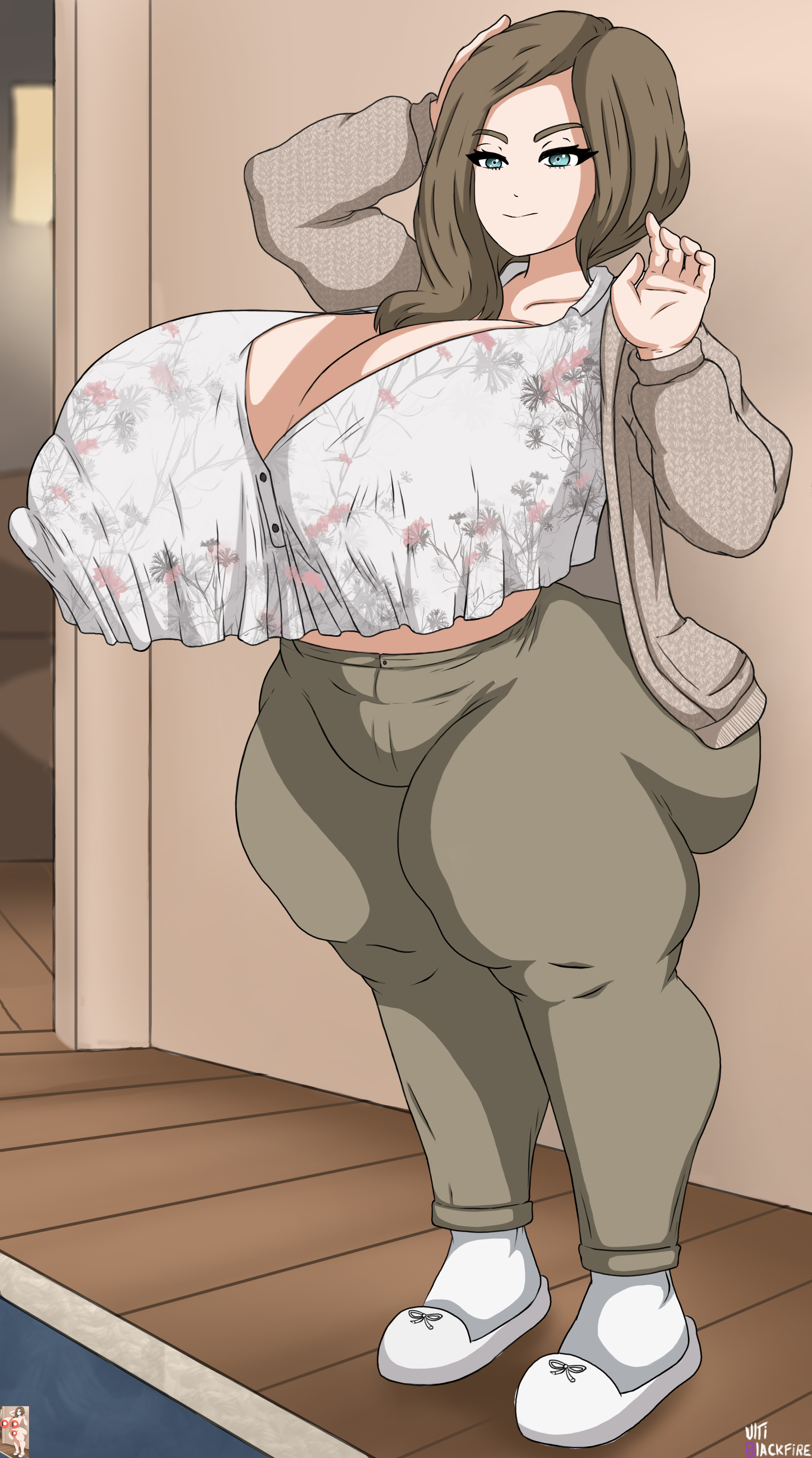 1girls, 2022, 4k, absurd res, artist name, ass, big ass, big breasts, big butt, breasts, brown eyes, bubble ass, bubble butt, busty, capcom, cleavage, clothed, clothed female, curvaceous, curvy, curvy body, curvy female, curvy figure, cyan eyes, detailed background, digital media (artwork), enormous ass, enormous breasts, enormous butt, erect nipples, erect nipples under clothes, eyelashes, female, female focus, female only, fingers, hi res, hourglass figure, huge ass, huge breasts, huge butt, inside, large breasts, light skin, light-skinned female, looking at viewer, mature, mature female, mia winters, milf, nipple outline, nipples, resident evil, resident evil 8: village, round ass, signature, solo, solo female, standing, thick ass, thick thighs, ultiblackfire, voluptuous, waving, waving at viewer, wide hips