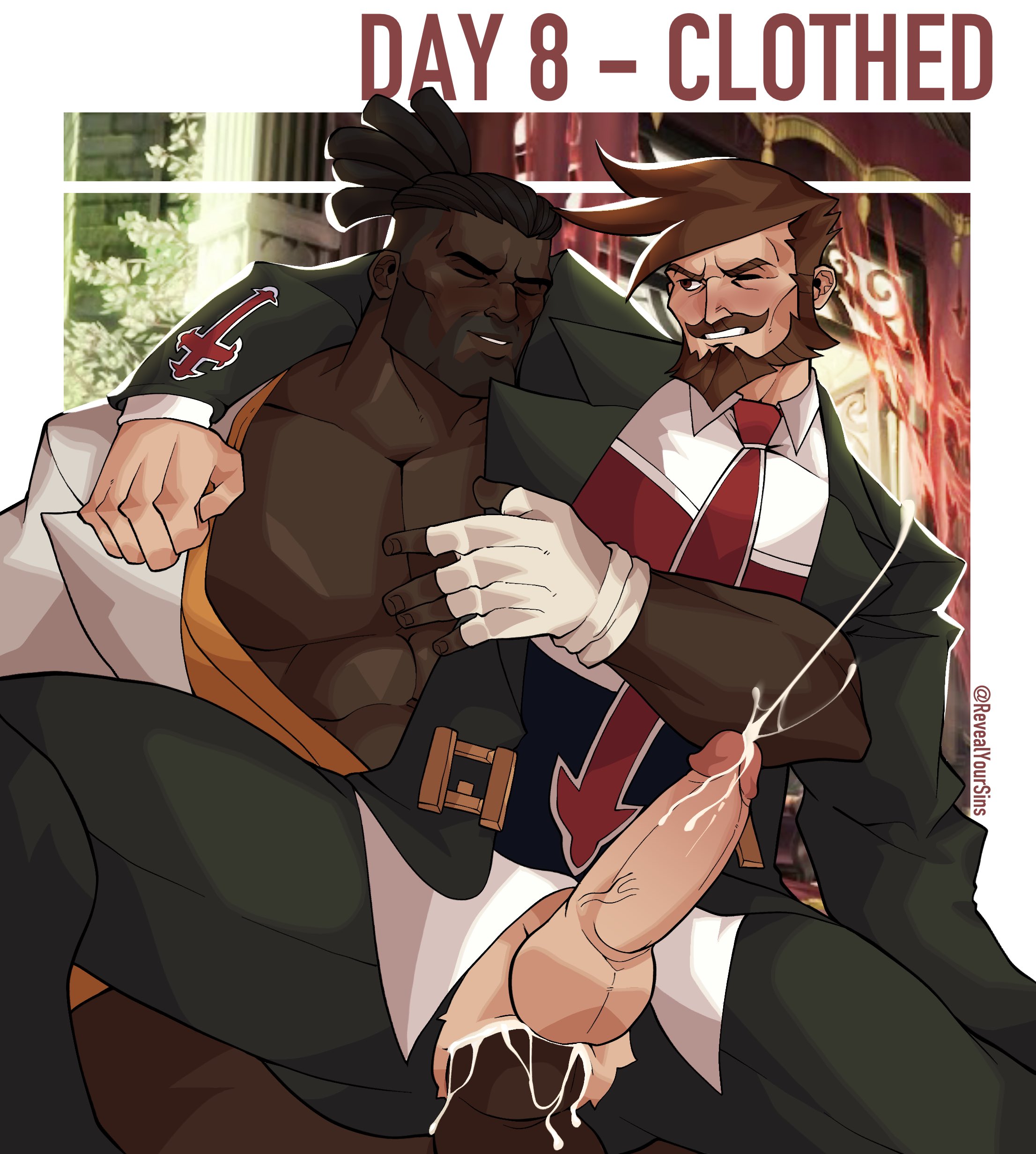 2boys, anal, anal sex, ass, balls, bara, beard, blush, boner, clothed, clothed sex, cum, cum in ass, cum while penetrated, day count, erection, facial hair, fully clothed, gay, guilty gear, interracial, male, male only, muscles, muscular, nagoriyuki, orgasm, orgasm from anal, penis, revealyoursins, sex, slayer (guilty gear), vampire, yaoi