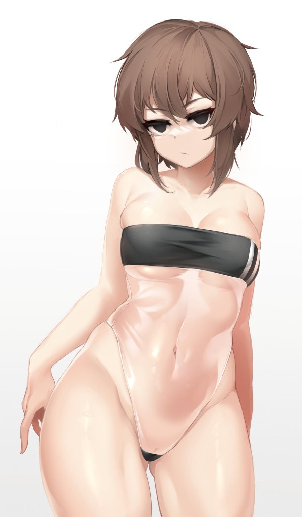 ass_visible_through_thighs bare_arms bare_legs bare_shoulders bare_thighs black_eyes blank_background blank_eyes breast_squeeze breast_squish breasts brown_hair closed_mouth cowboy_shot dead_eyes glare glaring glaring_at_viewer gris_swimsuit hand_behind_ass hand_on_ass kanine41 karinn karinn(oc) looking_at_viewer medium_breasts medium_hair meme meme_attire navel navel_line open_eyes plain_background pointing_down pose posing pussy_visible_through_clothes seductive_pose shoulder_length_hair swimsuit thick_ass thick_legs thick_thighs thighs tight_clothing tight_fit toned toned_body toned_female toned_legs toned_stomach vagina_visible_through_clothing wide_hips wide_thighs