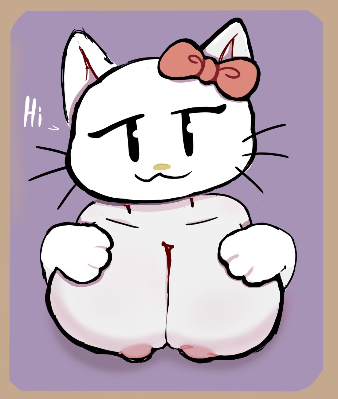 big_breasts cat_ears hello_kitty hello_kitty_(character) hello_kitty_(series) kitty_white mob_face nipples paws sanrio turch |_|