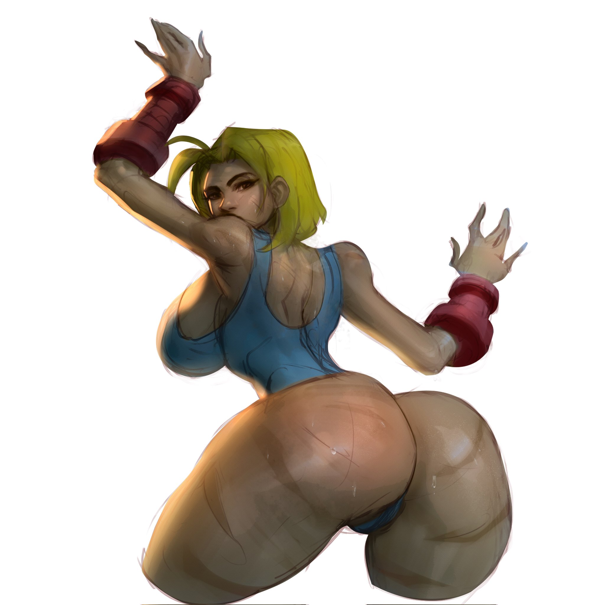 ass, blonde hair, breasts, bubble ass, bubble butt, busty, cammy white, capcom, charcoalx00, female, female focus, female only, hourglass figure, leotard, rear view, scar, solo, street fighter, street fighter 6, tagme, thong leotard, wide hips