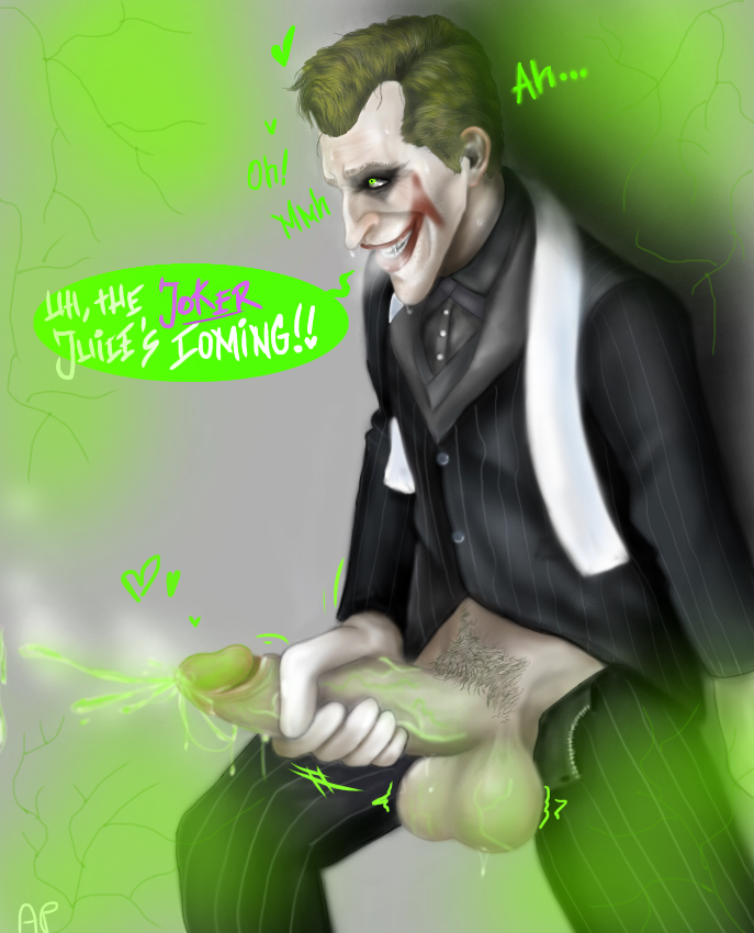 1boy adult artist_request big_penis black_suit bloody_mouth breath crazy_eyes crazy_smile cum_on_wall dc english_text fighter gaming green_cum green_eyes green_hair hot_cum joker light_ears looking_up male male_only masturbation mutant orgasm shining_eyes smiling solo spread_legs suit sweat text the_joker