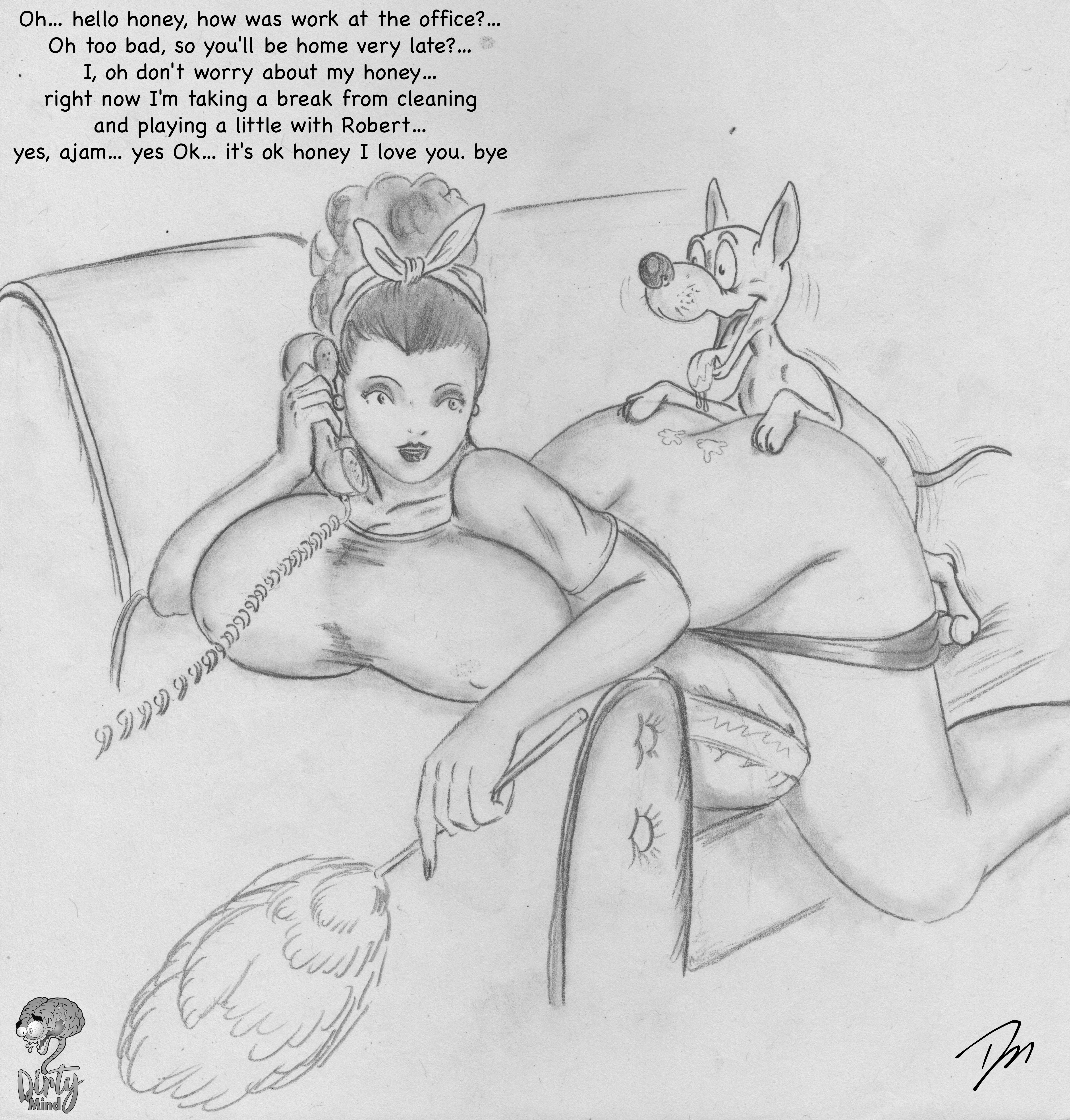 1animal, 1girls, 2022, 2d, 2d (artwork), animal, bestiality, black text, breasts, canid, canid on humanoid, canine, canine on human, cheating, cleavage, cucked by beast, cuckold, dirtymind, dog, domestic dog, english, english text, female, female human, feral, hetero, huge breasts, human, large breasts, male, male canine, male/female, monochrome, netorare, ntr, pussy, saliva, sex, small dom big sub, smile, tagme, text, tongue, tongue out, traditional art, traditional media (artwork), vaginal penetration, zoophilia