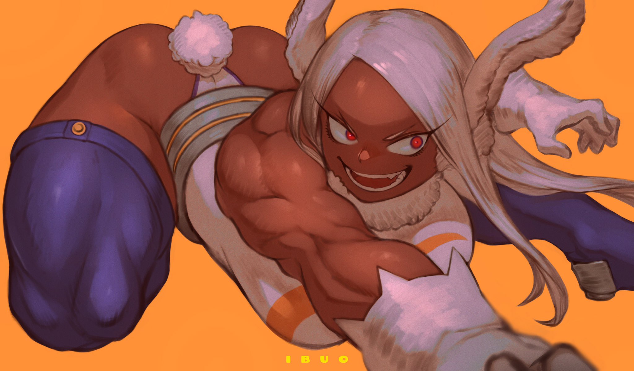 1girls, 2022, animal tail, ass, big ass, big breasts, boku no hero academia, breasts, bunny ears, bunny tail, curvaceous, curvy, female, female focus, hero outfit (mha), ibuo, long hair, miruko, muscular, muscular arms, muscular female, muscular legs, muscular thighs, my hero academia, rumi usagiyama, shounen jump, solo, solo female, tail, thick thighs, thighs, thunder thighs, voluptuous, white hair