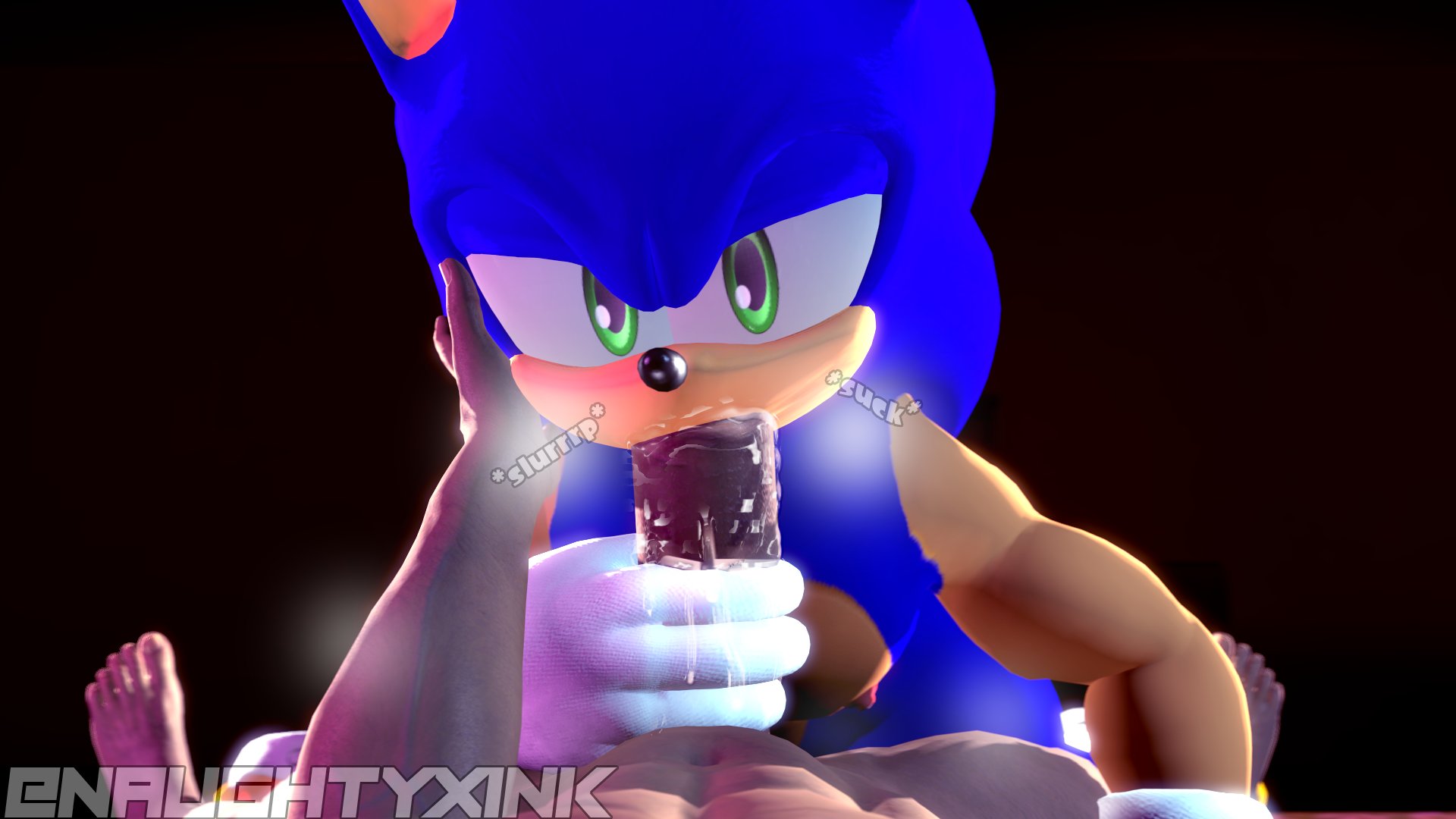 2boys, 3d, blue skin, fellatio, gay, green eyes, hand on another's head, human, human on male, human penetrating, human penetrating anthro, light skin, light-skinned male, male, male/male, naughtyxink, penis, pov, saliva, saliva on penis, sonic (series), sonic the hedgehog, sonic the hedgehog (series), yaoi