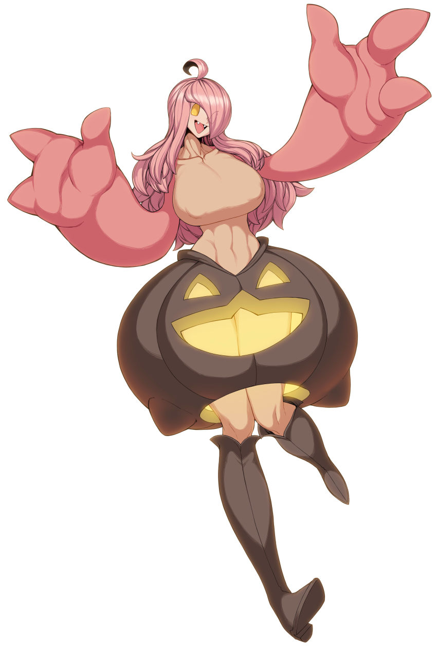 big_breasts covered_breasts female fully_clothed gijinka gourgeist personification pokemon solo spacezin tagme