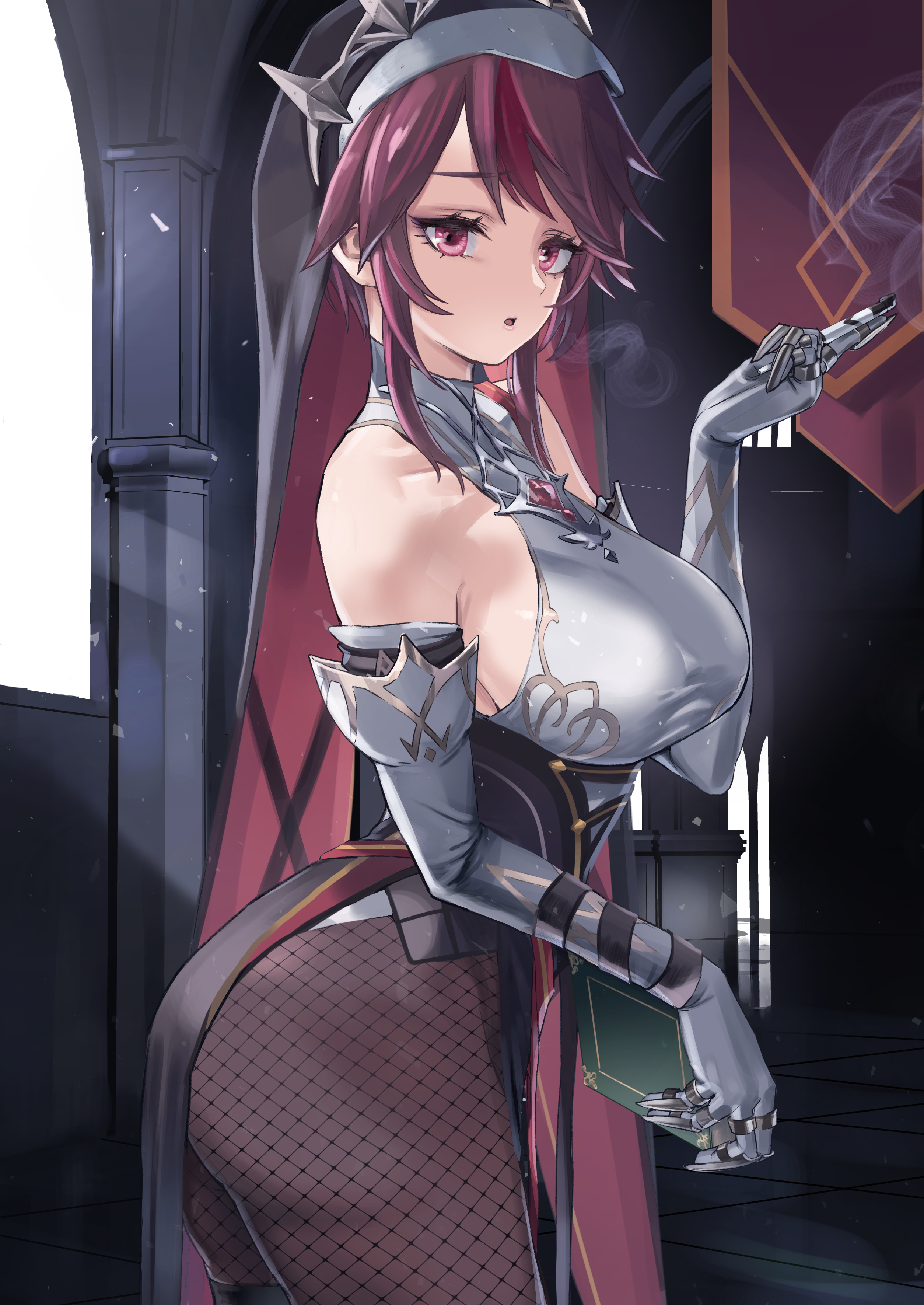 1girls, ass, big ass, big breasts, big butt, breasts, female, female only, genshin impact, huge ass, huge breasts, nun, pizzasi, revealing clothes, rosaria (genshin impact), solo