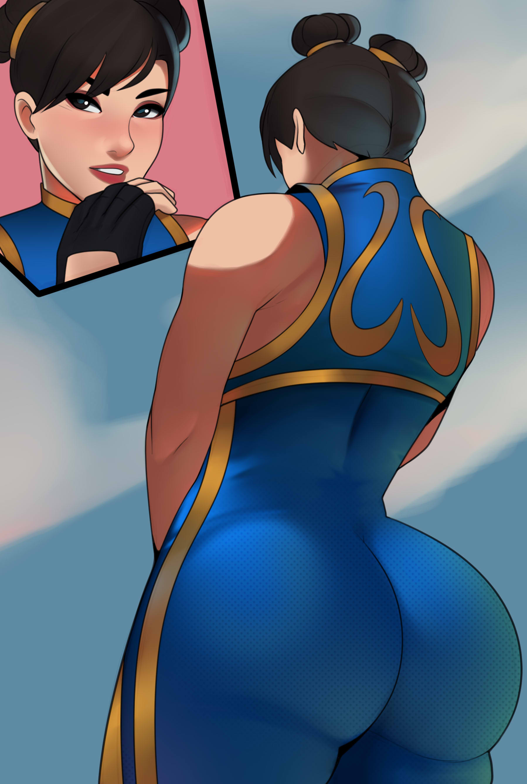 ass, capcom, chun-li, female, female only, hair bun, huge ass, huge butt, postblue98, solo, street fighter, street fighter alpha, tagme, tight clothing
