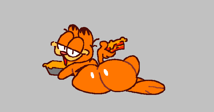 1boy ass back_view big_ass big_butt bottom_heavy butt feline femboy food garfield_(series) garfield_the_cat looking_at_viewer looking_back pie superiorfox tagme