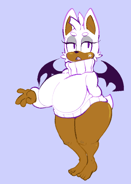 big_breasts big_butt bottomless dark-skinned_female dark_skin edit furry huge_breasts huge_butt mangneto nipple_bulge rouge_the_bat sonic_(series) sweater tagme wide_hips