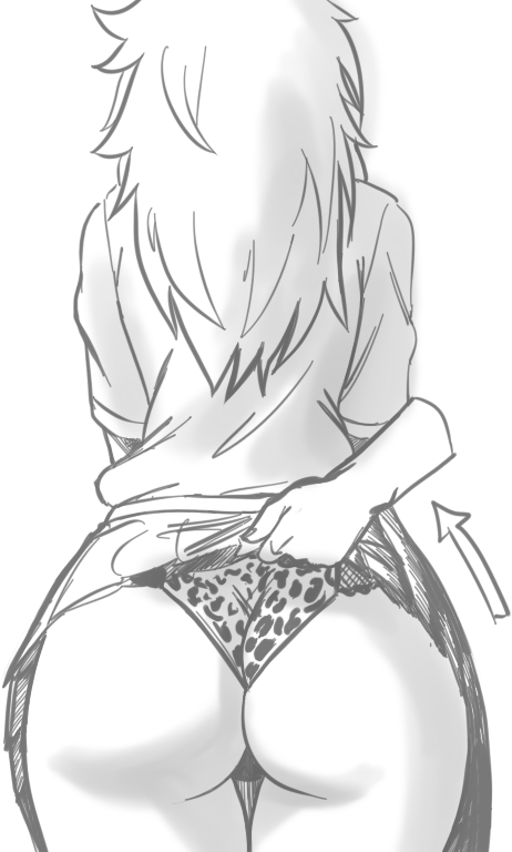 1boy 1girls ass ass_focus assisted_exposure big_ass clothed clothing exposed_ass exposed_panties female gamo-chan gutsbro14 leopard_print monochrome naoto_hachioji_(senpai) panties please_don't_bully_me,_nagatoro revealing_clothes simple_background skirt skirt_lift skirt_up underwear upskirt white_background wide_hips