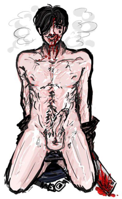 1boy 2025 2d balls black_hair blood_on_face cock dark_hair dick digital_drawing_(artwork) digital_media_(artwork) erection human jackson_(the_butchery) male male_focus male_only naked naked_male nude nude_male one_eye_covered penis penis_out roblox roblox_game roblox_horror_games simple_background the_butchery white_background white_skin