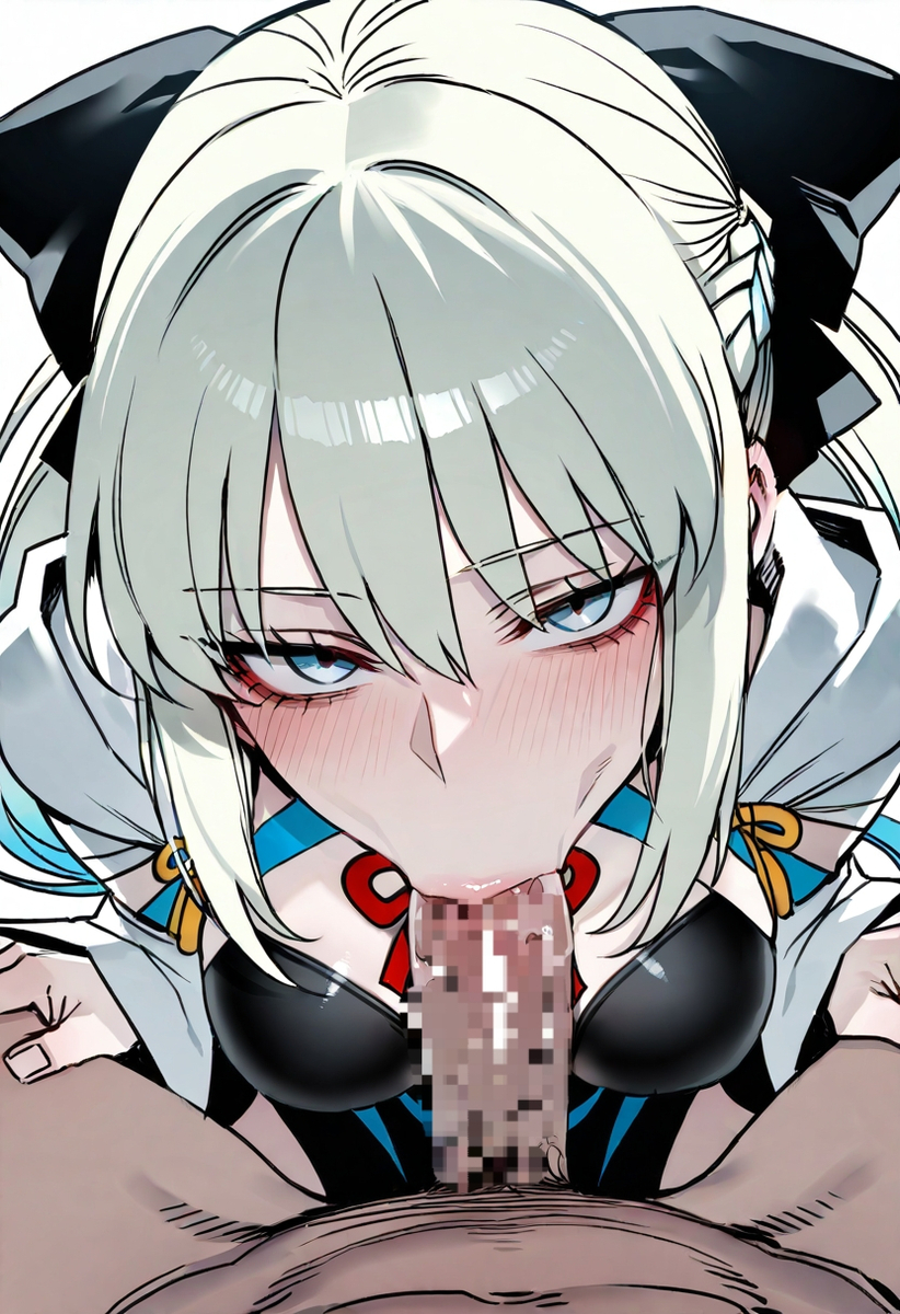 1boy 1girls ai_generated censored_penis fate/grand_order fate_(series) fellatio morgan_le_fay_(fate) oncetwice oral oral_sex pov pov_blowjob