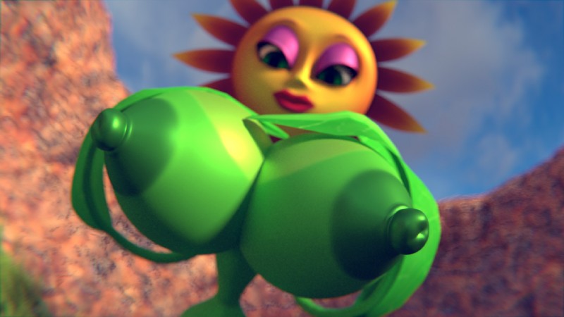 3d anthro areolae conker's_bad_fur_day female huge_breasts miss_sunflower nipples nitro plants rareware sunflower sunflower_(conker's_bad_fur_day) vagina