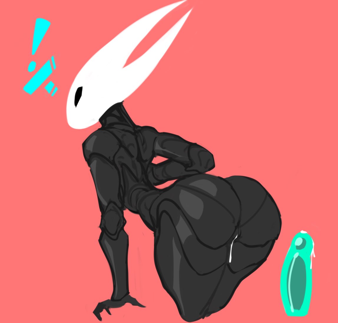 2022 after_sex anthro arthropod ass bent_over black_body bodily_fluids cum cum_from_pussy cum_in_pussy cum_inside dare_to_exist disembodied_penis duo erection fecharis female female_focus genital_fluids genitals hollow_knight hornet_(hollow_knight) insects male male/female nude penis pink_background simple_background solo_focus team_cherry video_games