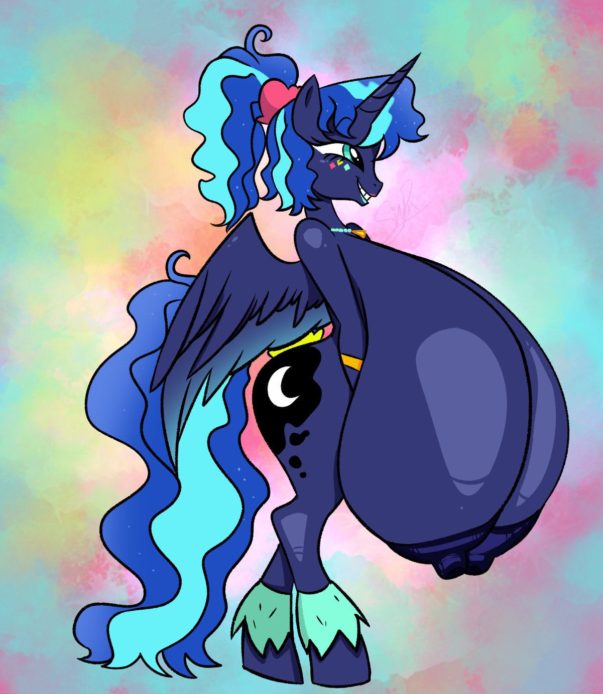 1girls anthro big_breasts blue_fur breasts enormous_breasts equine equine_humanoid friendship_is_magic huge_breasts humanoid hyper hyper_breasts low_breasts my_little_pony pixelzsinful princess_luna_(mlp) sagging_breasts top_heavy voluptuous