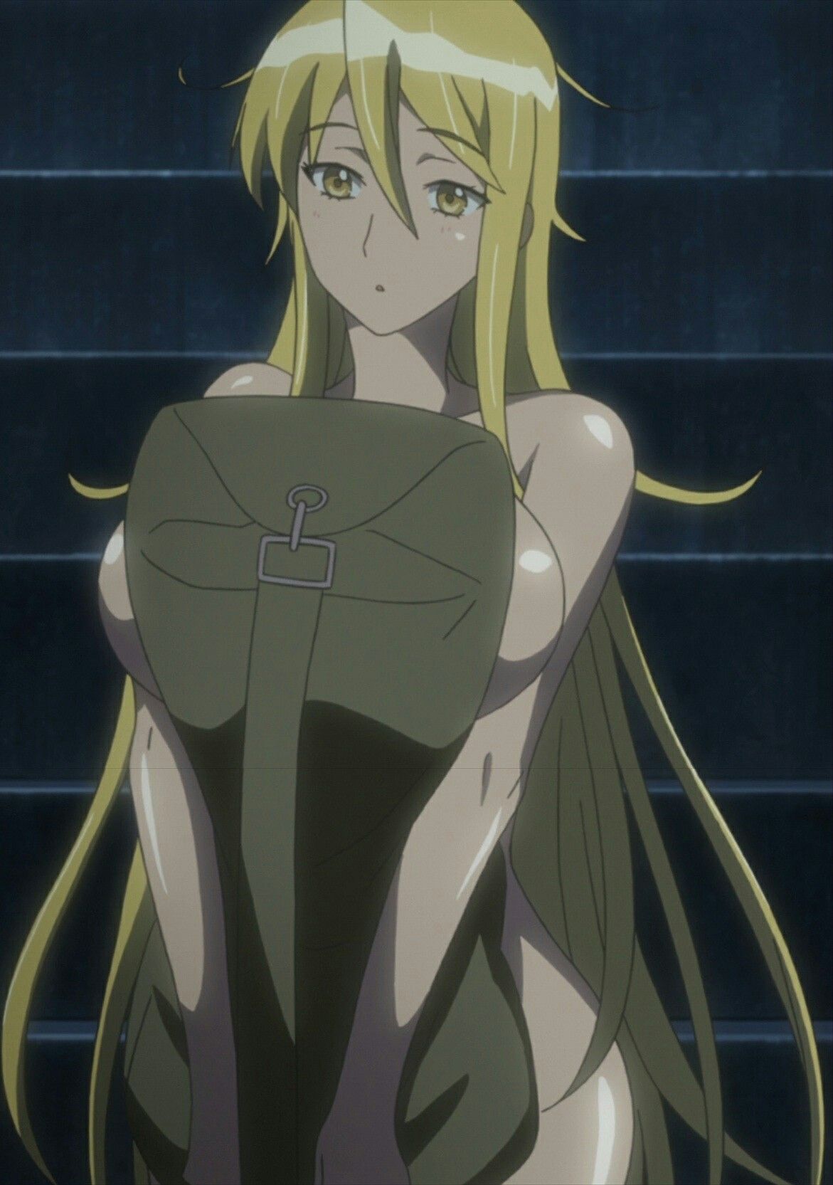 artist request, bimbo, blonde hair, breasts, female, highschool of the dead, huge breasts, nude, screencap, shizuka marikawa