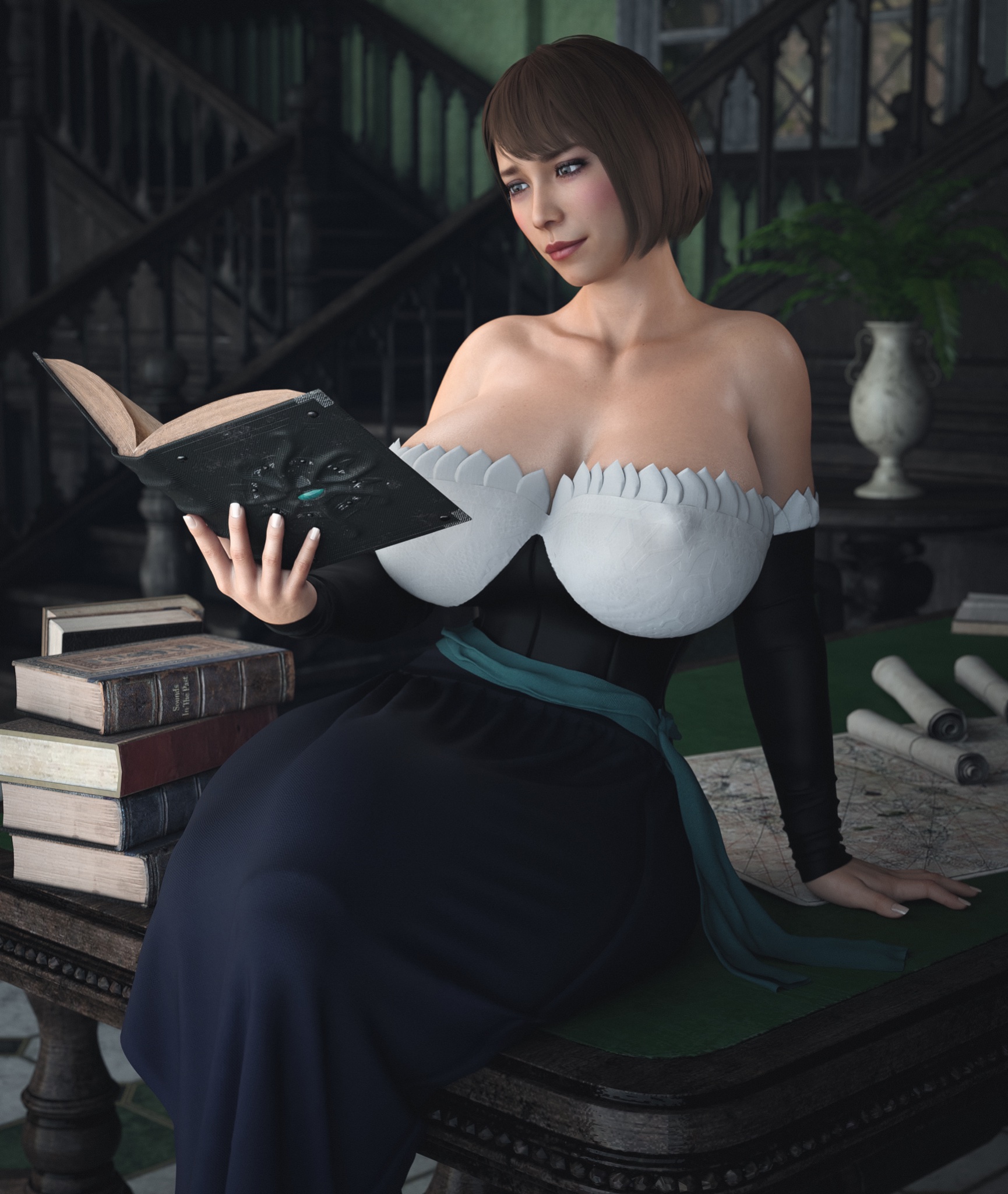 1futa, 3d, alternate version available, book, breasts, bulge, bulge down leg, cameltail, clothed, clothing, dickgirl, dragon's crown, erect nipples, female, flaccid, fully clothed, futa only, futanari, huge breasts, huge cock, human, hyper, hyper penis, implied futa, intersex, light skin, light-skinned futa, makeup, massive penis, milf, nipple bulge, nipples, penis, penis bulge, penis under clothes, penis under skirt, reading, reading book, ryuu ga gotoku, saeko mukouda, sitting, skirt, solo, sorceress (dragon's crown), sorceress (dragon's crown) (cosplay), stevencarson, tagme