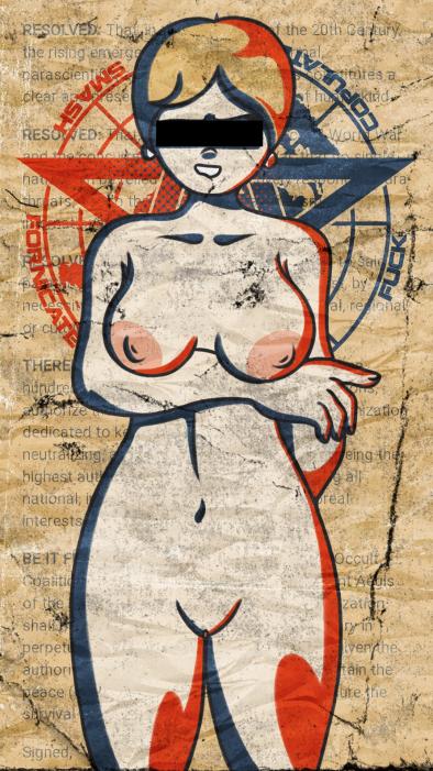 agente_shuffle arm_behind_back arm_under_breast artistic_nude background biting_lip biting_own_lip casual_nudity censor_bar censored censored_eyes d.c._al_fine female female_focus female_only global_occult_coalition human human_only humanoid idmns logo_in_background no_eyes no_panties no_pubic_hair no_sex non-sexual_nudity nonsexual_nudity nude nude_female red_and_blue scp scp_foundation smile standing text textured_background ungoc