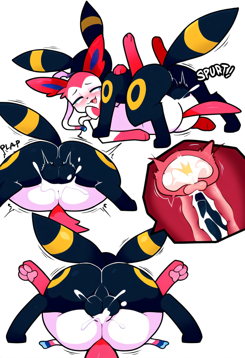 balls_deep cum_inside dominant_feral dominant_male feral feral_on_feral impregnation mating_press pokemon sylveon umbreon