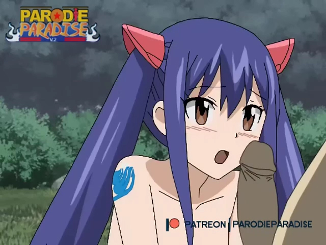 1boy 1girls blowjob blue_hair desto fairy_tail female male penis petite wendy_marvell