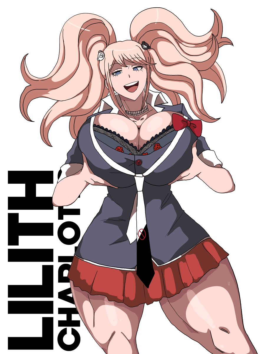 big_breasts blonde_hair blue_eyes breast_grab breast_press breast_squeeze breasts breasts_bigger_than_head clothed_female clothes clothing danganronpa double_ponytail grabbing_breasts grabbing_own_breast gyaru huge_breasts junko_enoshima light-skinned_female light_skin lilithcharlott2 lingerie lingerie_bra long_hair looking_at_viewer miniskirt ponytail ponytails smile smile_at_viewer smiley_face smiling smiling_at_viewer thick_thighs thighs voluptuous voluptuous_female